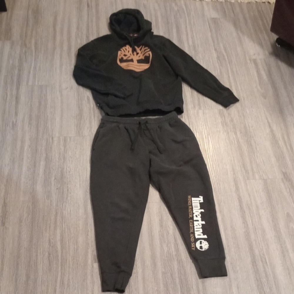 Timberland Black and Brown Hoodie and Joggers Set